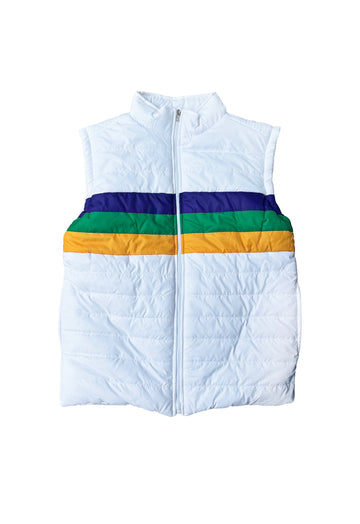 Chaleco Acolchado Adulto con Raya Blanca en el Pecho