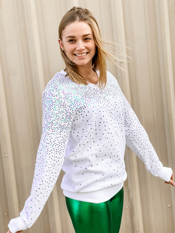 Pull à col en V ASP Adult Sequin Explosion - Blanc