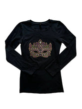 Mardi Gras Rhinestone Mask T-Shirt with Ornate Design (Short or Long Sleeve)