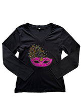 Venetian Mask Side Feather Purple Glitter (Short Sleeve or Long Sleeve)