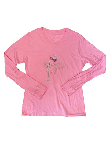 Noche de chicas con camiseta de manga larga y cuello de pico con máscara de diamantes de imitación para mujer