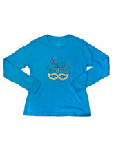 Mardi Gras Rhinestone Mask T-Shirt with Silver Accents