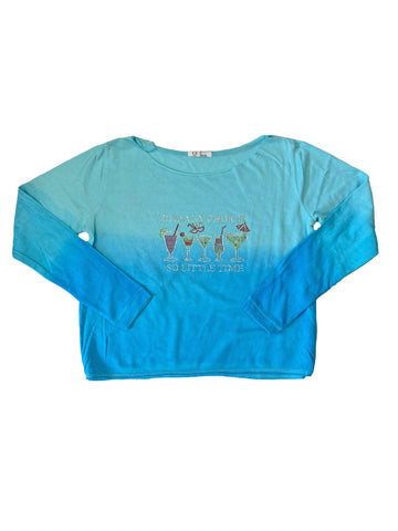 Sudadera con brillos, mangas largas y efecto tie-dye "So Many Choices So Little Time"