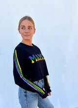 Sequin Mambo Crop Pullover - Black