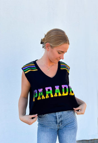 Sequin Parade Crop Tank Top