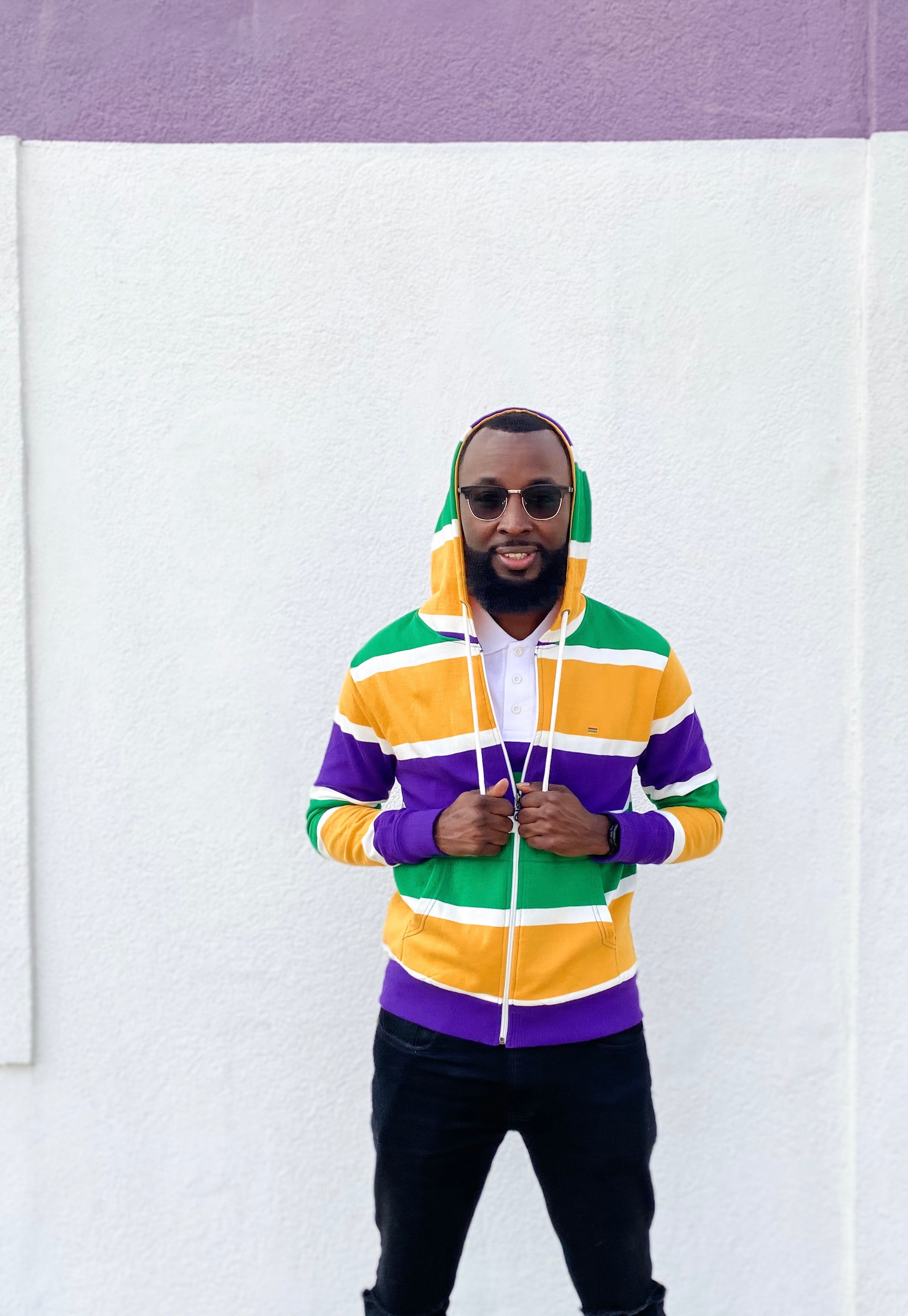 Thick Stripe Rugby Adult Zip Up Hoodie – Mardi Gras Creations