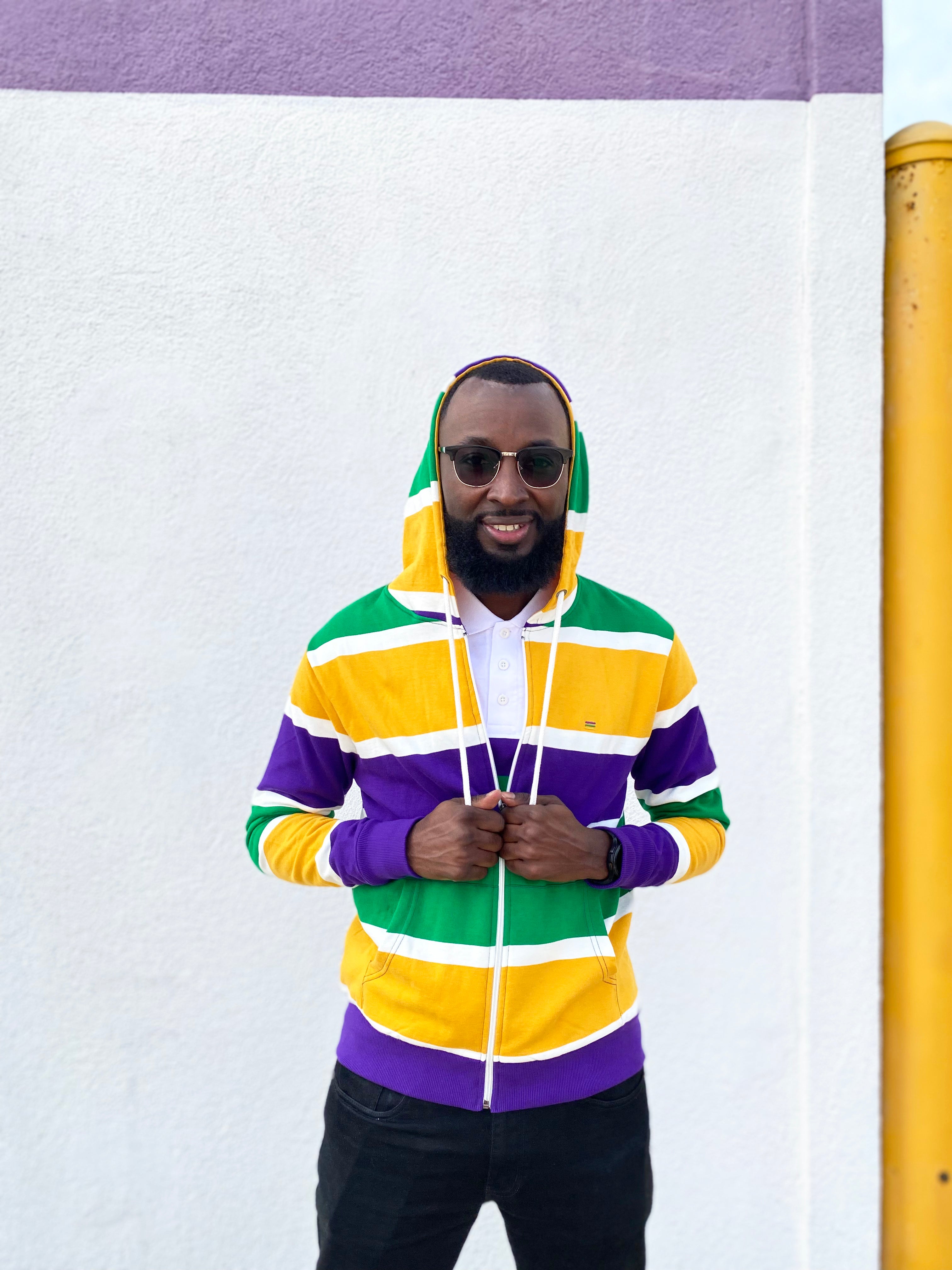 Thick Stripe Rugby Adult Zip Up Hoodie – Mardi Gras Creations