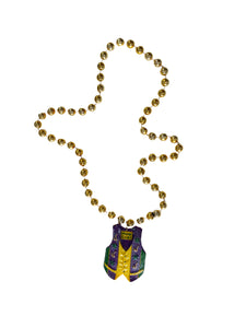 Mardi Gras Vest Medallion on Gold Specialty Bead