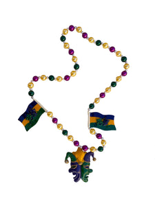 Jester Flag Trio on Purple Green Gold Specialty Beads