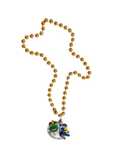 Mardi Gras Bourbon Alligators Medallion on Gold Specialty Bead
