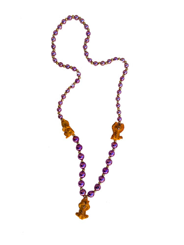 See No Hear No Evil Tiger Trio on Purple and Gold Specialty Bead