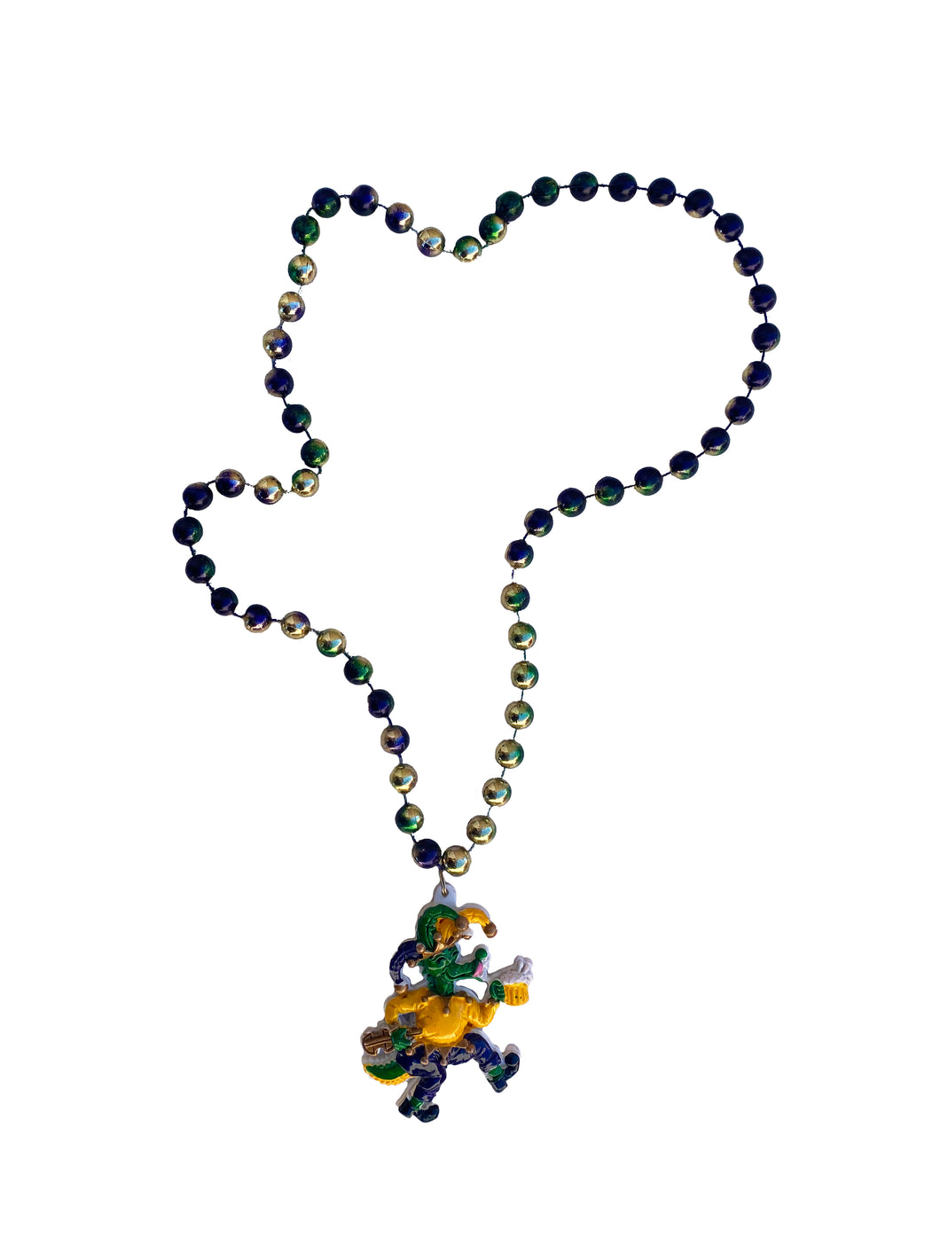 Jester Alligator Medallion on Purple, Green, and Gold Specialty Bead