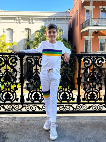 Conjunto de salón/pijama juvenil con raya blanca en el pecho