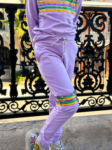 Pantalones Deportivos de Felpa Francesa con Lentejuelas para Jóvenes - Lavanda
