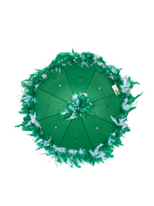 Green and White Feathered Parasol (St. Patty's Day)