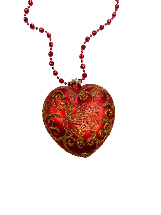Perle Cœur Rouge Art Déco