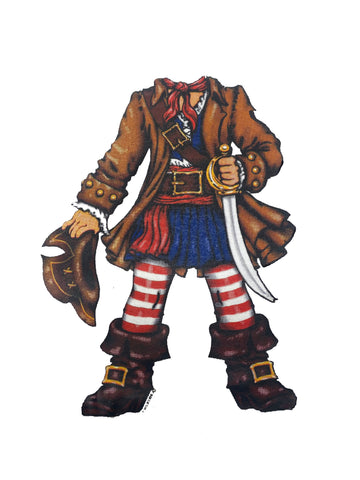 Camiseta para niños con cuerpo de pirata y espada
