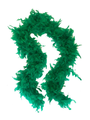 Boas de plumas de color verde oscuro liso