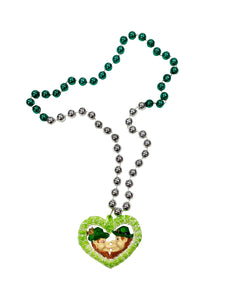 Leprechaun Heart on Green and Silver Bead