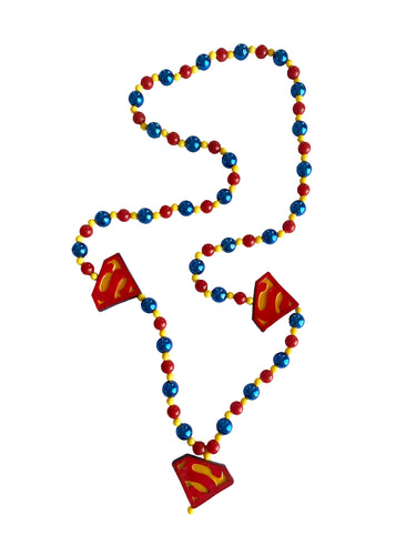Superman Medallions on Blue, Yellow, and Red Specialty Bead