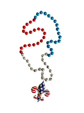 Patriotic Fleur de Lis on Red, White, and Blue Specialty Bead