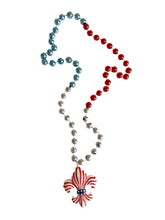Striped Patriotic Fleur de Lis on Red, White, and Blue Specialty Bead