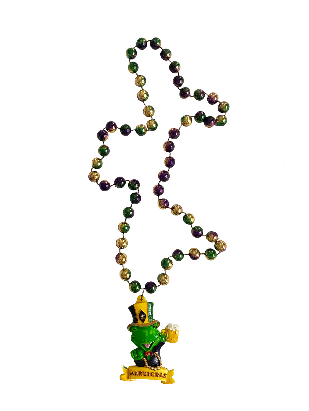 Frog With Beer Mardi Gras Bead