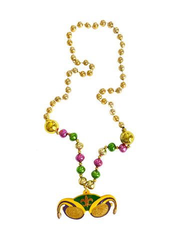 Lunettes de soleil Arlequin Pailletées sur des perles fantaisie violettes, vertes et dorées