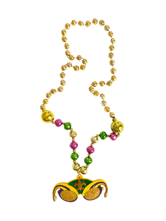 Lunettes de soleil Arlequin Pailletées sur des perles fantaisie violettes, vertes et dorées