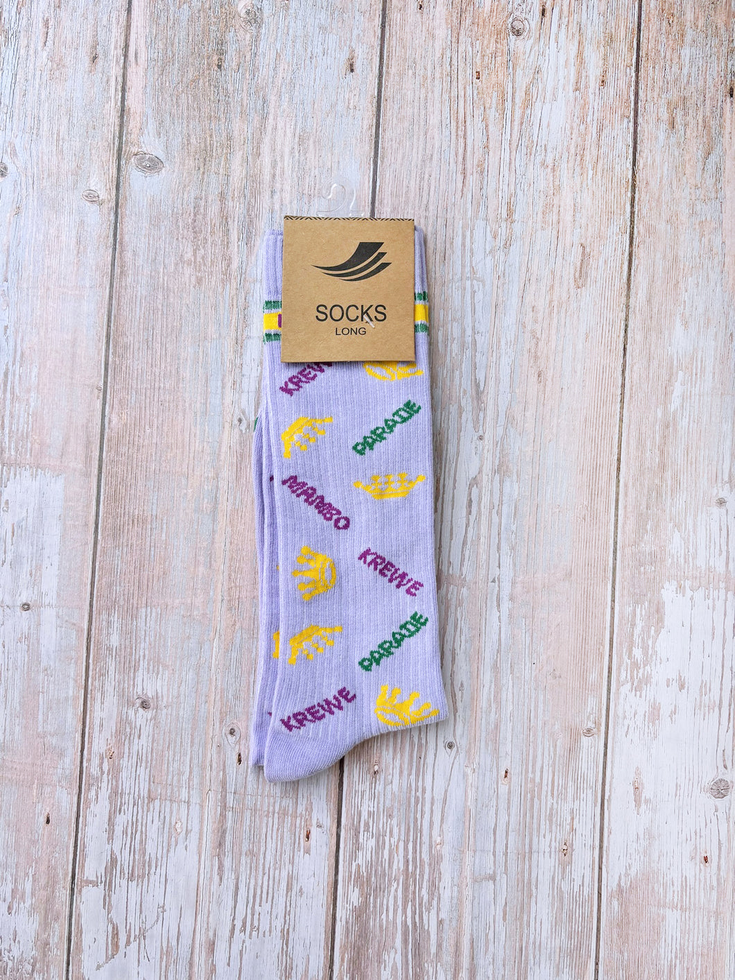 Lavender Mardi Gras Ribbed Socks (Toddlers, Kids, and Adults)