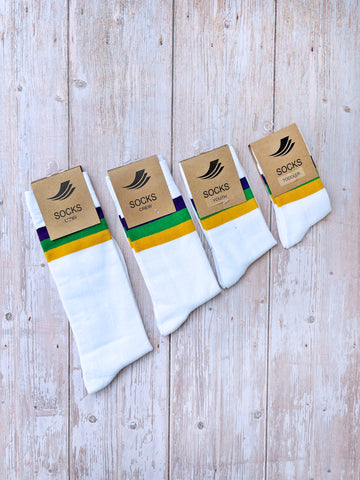 Calcetines de canalé a rayas blancas (bebés, niños y adultos)