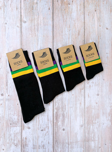 Calcetines acanalados con rayas negras (bebés, niños y adultos)