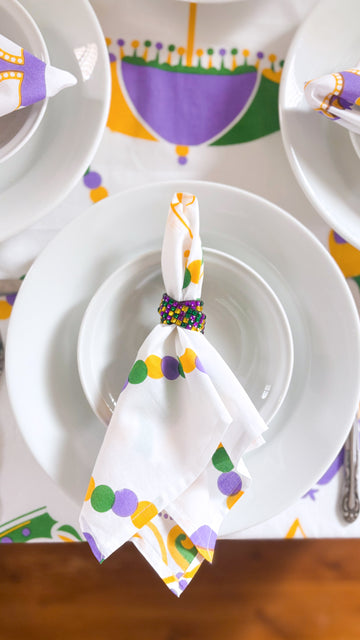 Serviettes en coton chars du Mardi Gras (Lot de 4)
