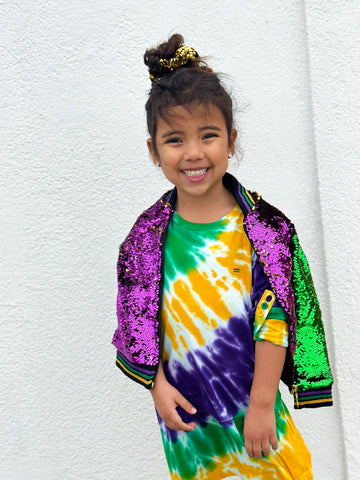 Veste à Paillettes Violette, Verte et Dorée pour Bébé Classique