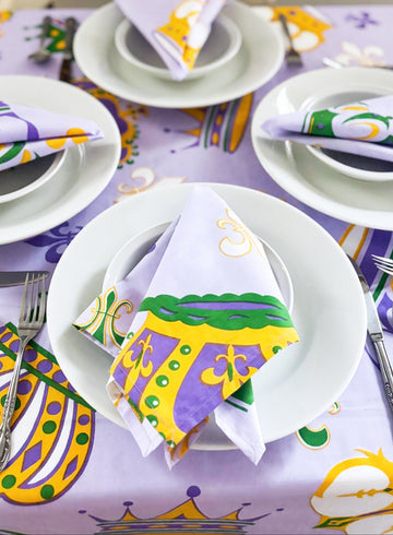 Serviettes de table en coton Couronne Mardi Gras (Lot de 4)
