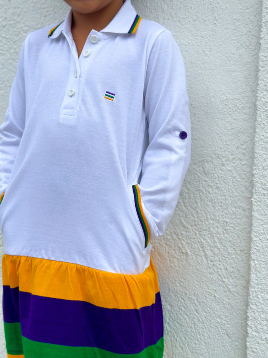 White Stripe Youth Dress