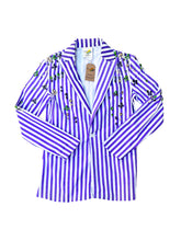 Purple Striped Block Print Blazer with Jewels