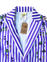 Purple Striped Block Print Blazer with Jewels