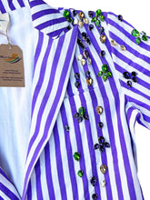 Purple Striped Block Print Blazer with Jewels