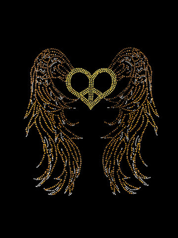 Camiseta entallada con cuello de pico y pedrería "Corazón de Paz con Alas de Ángel"