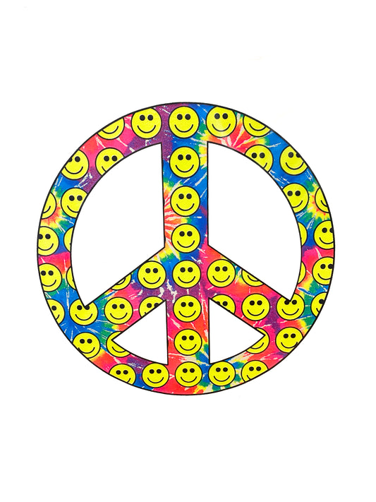 T-shirt Tie-Dye Motif Symbole de la Paix et Smiley