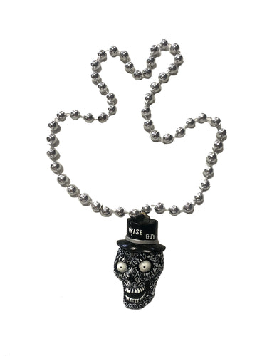 Wise Guy Day of the Dead Skull Medallion on Silver Specialty Bead