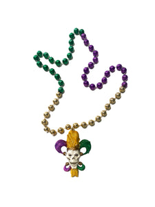 Jester Skull Medallion on Purple, Green, and Gold Specialty Bead