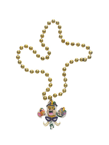 Gato y Ratón de Dibujos Animados de Mardi Gras con Medallón de Flor de Lis en Cuenta Especial de Oro