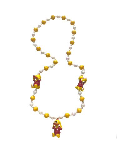Duck Trio Hear, See, Speak No Evil on Pearl and Yellow Specialty Bead