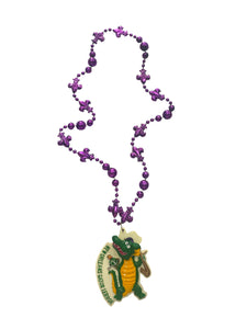 "New Orleans Gator Terror" Medallion on Purple Fleur De Lis Specialty Bead