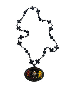 Voodoo Doll Jazz Club Medallion on Black Fleur De Lis Specialty Bead