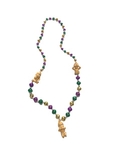 Baby Trio Hear, See, Speak No Evil on Purple, Green, and Gold Specialty Bead