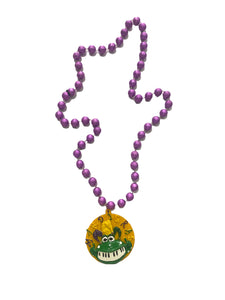 Musical Mardi Gras Piano Alligator Medallion on Specialty Bead
