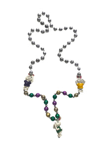 Rabbit Trio Hear, See, Speak No Evil on Purple, Green, and Gold Specialty Bead